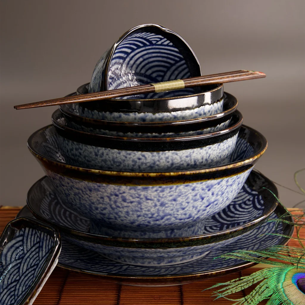 Aisai Seigaiha Ramen Bowl 21.5x9cm 1300ml - Image 4