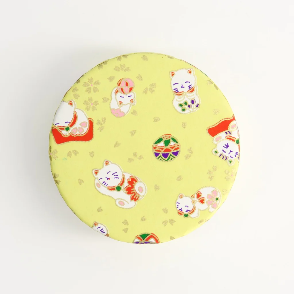 Matcha with Lucky Cat Tea Container 7.5x3.3cm 30g Yellow - Image 3