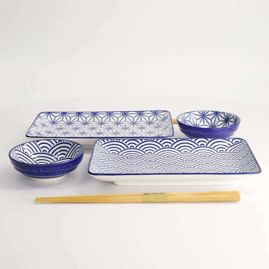 Nippon Blue Sushi Giftset 6pcs 21x13.5 & 9.5x3cm Wave/Star - Image 3
