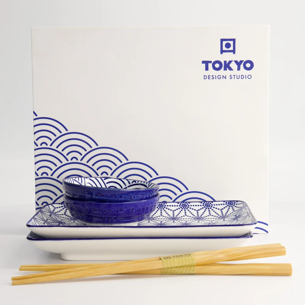 Nippon Blue Sushi Giftset 6pcs 21x13.5 & 9.5x3cm Wave/Star - Image 5