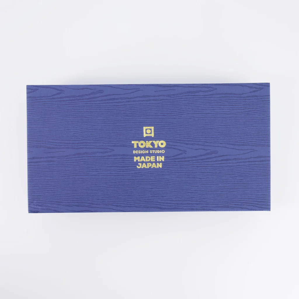 Nippon Blue Tayo Bowl Giftset 2pcs w/chopst. 15.2x6.7cm Star & Lines - Image 7