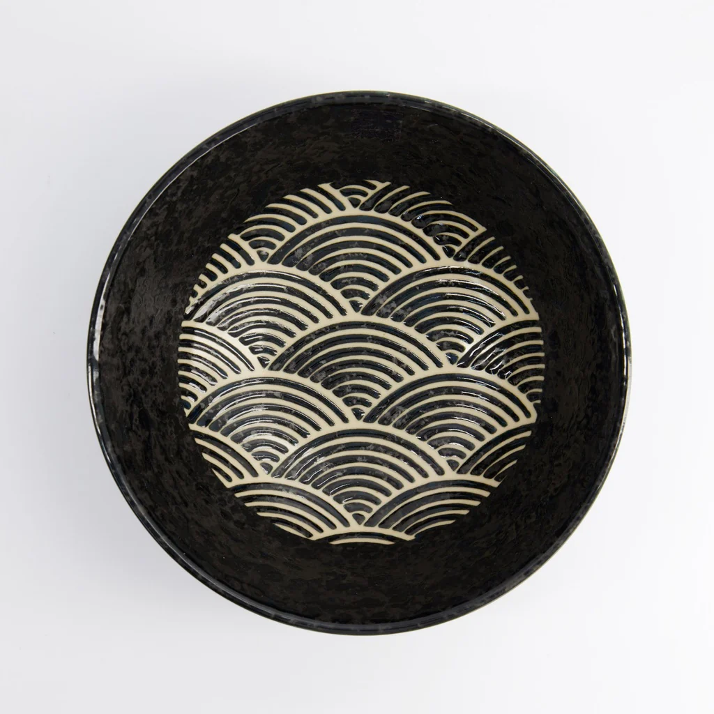 Ramen Bowl 21.5x9cm 1250ml Masamura Seikaiha Black - Image 2