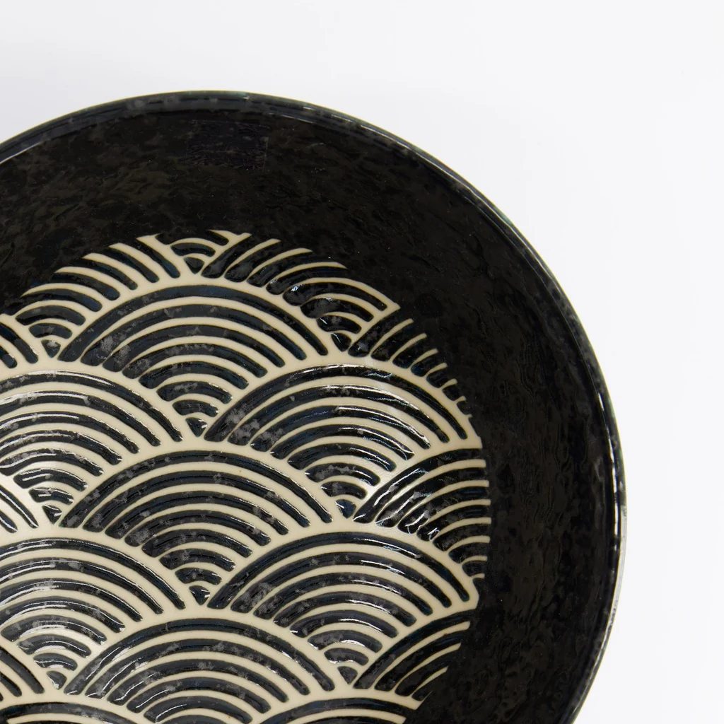 Ramen Bowl 21.5x9cm 1250ml Masamura Seikaiha Black - Image 4