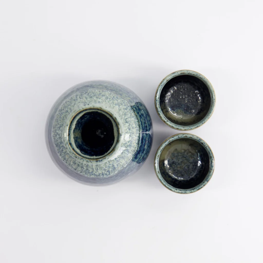 Sake Set 1:2 Namako Unofu 8x12.5cm + 4.5x4.5cm (300ml +50ml) 3pcs - Image 4