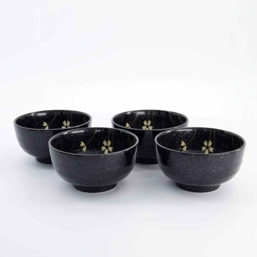 Sakura Bowl Giftset 4pcs 12.5x7cm 450ml Black - Image 3