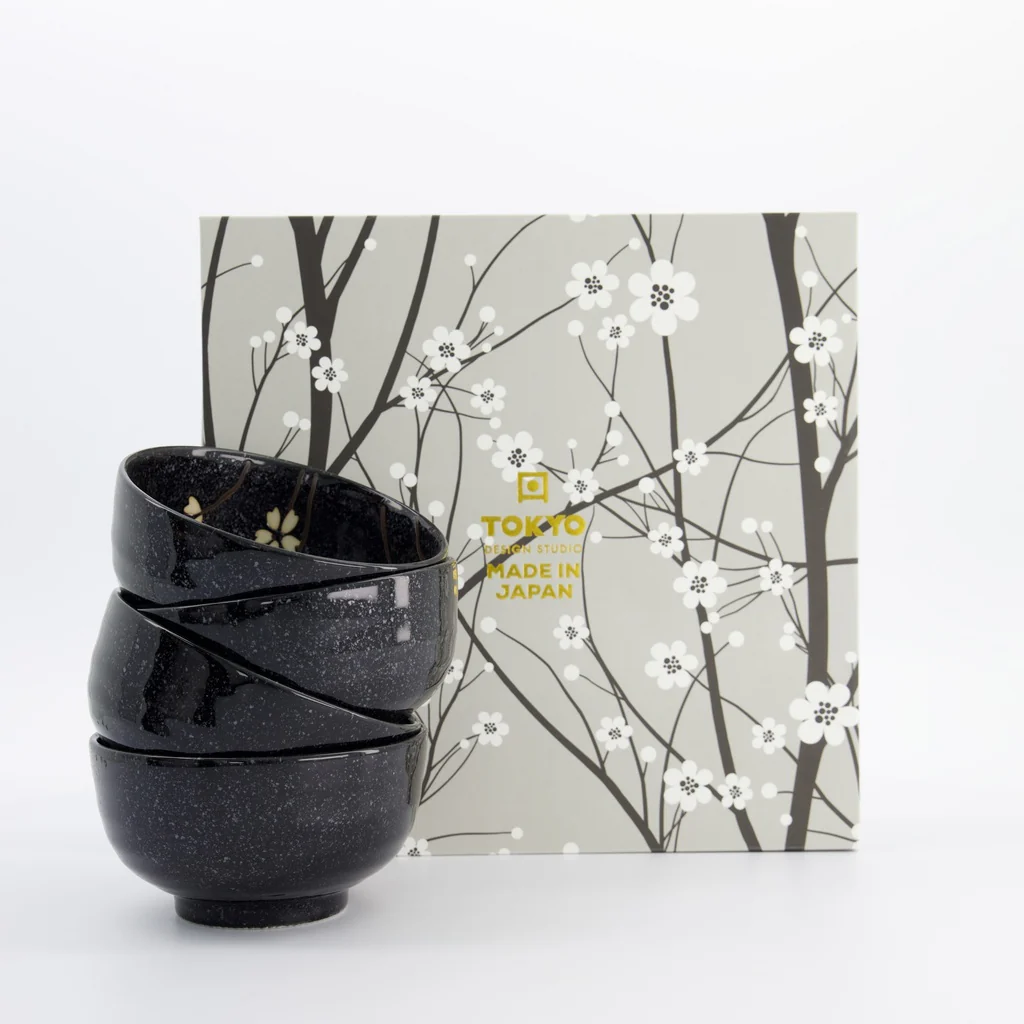 Sakura Bowl Giftset 4pcs 12.5x7cm 450ml Black - Image 4