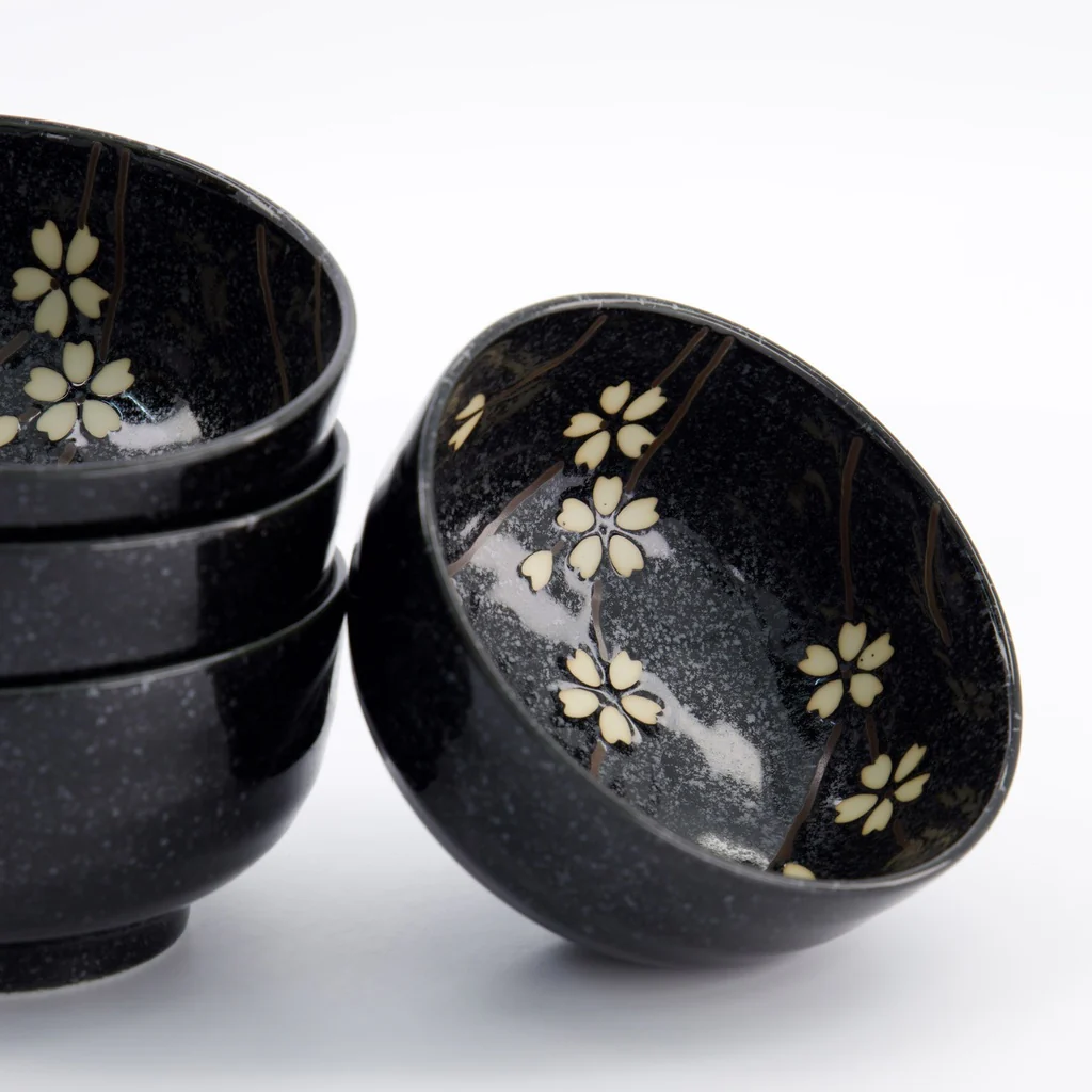 Sakura Bowl Giftset 4pcs 12.5x7cm 450ml Black - Image 5